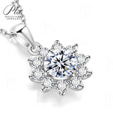 Moissanite Necklace Sunflower Pendant Multicolor Round Cut 1ct Women Wedding Party Engagement Special Gifts Charms Fine Jewelry
