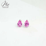 Lab Grown Gemstone Earrings 3.7-5CT Ruby Sapphire Colombia Padparadscha 925 Silver Three Claw Design Pear Earring Hypoallergenic