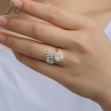 Feather Cushion Cut Champagne Moissanite Wrap Ring Women Only Gifts For Festivals And Anniversaries