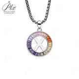Zircon 925 Sterling Silver Rainbow Coloured Alphabet Necklace Commuting Daily Wear