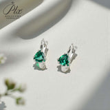 Chubby Triangle Colored Gemstone Earrings with 1.6-2CT Ruby Sapphire Colombia for Women's Gentle Fashionable Jewerly Ear Studs