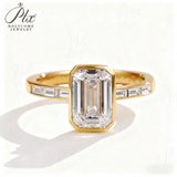 Diamond Ring Customize 2ct Emerald Cut 10K 14K 18K 925 Silver Proposal Band jewelry for Woman Hypoallergenic Birthday Gift