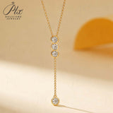Classic Bubble Necklace D Color Round Moissanite Diamond S925 Silver Plated Dainty Chain for Enegament Party Daily Perfect Gift