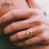 Custom Ring Two Pear Shape Open Moissanite Lab Grown Gemstones 925 Sterling Silver Wealth Charms Anniversary Gift Daily