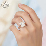 Radiant Cut Ring with 3CT D Color Moissanite Diamond 10k 14k 18K Gold Plated 925 Silver for Women Engagement Wedding Jewely