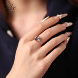 Engagement Ring Salt and Pepper Moissanite Diamond Pear Cut 925 Sterling Silver Plated with 18k Gold Wedding Jewelry Vintage