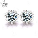 Snowflake - 925 Sterling Silver 1CT Round Moissanite Stud Earrings Women Only Gifts For Festivals And Anniversaries