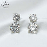 Earrings with 5.6/10CT D Color Round Moissanite 925 Silver Plated White Yellow Gold Ear Stud for Women Fashion Daily Jewely Gift