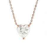 Love Heart Necklace with1/2/3CT D Color Moissanite S925 Plated White Yellow Rose Gold Chain for Woman Engagement Chrisrmas Charm