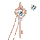 Moissanite Necklace Key D color 6.5mm 1ct  925 Sterling Silver Top Quality Pendant For Women Wedding/Anniversary Special Gift