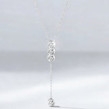 Classic Bubble Necklace D Color Round Moissanite Diamond S925 Silver Plated Dainty Chain for Enegament Party Daily Perfect Gift