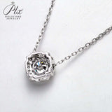 Floral Round Moissanite Halo Pendant Necklace Women Only Gifts For Festivals And Anniversaries