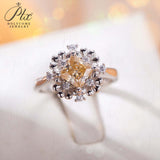 Floral Princess Square Cut Champagne Moissanite Ring Women Only Gifts For Festivals And Anniversaries