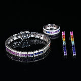 Lab Grown Gemstone Csutomized Jewelry Set Princess Cut All Including Ring Earring Bracelet Sparkling Jewelry Gifts For Women Men