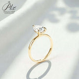 Moissanite Ring with 2CT D Color VVS1 Pear Moissanite S925 10k 14k 18k Plated White Yellow Rose Gold Daily Charm Party Jewely