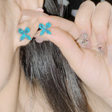 Stud Earring Necklace Jewelry Set Lab Paraiba Sapphire S925 Sterling Silver Marquise Pear are suitable for engagements