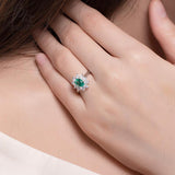 Sunflower Oval Shape Lab Created Emerald 1CT Solitaire Adjustable Ring