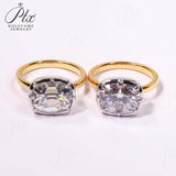 5CT Cushion Cut Moissanite Ring for Women Solid 18K 14K 10K Yellow Gold Two Tone Ring for Christmas Gifts