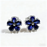 Flower-Shaped Earring Jewelry with Moissanite/Sapphire/Ruby 925 Sterling Silver Plated Screwback Earrings for Women