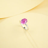 Egg-shaped Ring with Lab Grown Ruby Sapphire Zambian Padparadscha 925 Silver Circle for Engagement Christmas Party Fine Jewely