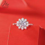 【 Daisy 】Sunflower Round Cut 1CT Moissanite Adjustable Ring Women Only Gifts For Festivals And Anniversaries