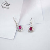 4X6mm Lab Grown Gemstone Earrings Ruby Sapphire Colombia S925 Butterfly Long Earring for Women Fashionable Christmas Party Daily