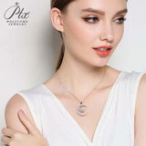 925 Sterling Silver Gold-Plated Moon and Star Pendant Necklace Set with D/VVS1 Grade Moissanite Suitable As A Gift