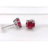 Round Colored Gemstones Earrings with Ruby Sapphire Colombia Padparadscha Paraiba S925 Four-claw Six-claw Design Fishion Gift