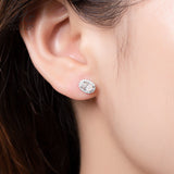 Oval Cut Moissanite Halo Stud Earrings Women Only Gifts For Festivals And Anniversaries