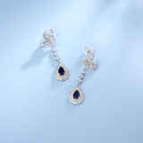 4X6mm Lab Grown Gemstone Earrings Ruby Sapphire Colombia S925 Butterfly Long Earring for Women Fashionable Christmas Party Daily