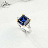 Ring with 4-6.9CT Asscher Cut Lab Grown Ruby Sapphire Colombian Padparadscha 925 Silver for Christmas Exquisite Gift Fancy