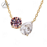 Round 6.5mm Pear 7×9mm Moissanite Diamond Necklace 3EX Hearts and Arrows  VVS1 D Color Ruby Sapphire  Columbia Emerald  Fancy Color Moissanite  Gift