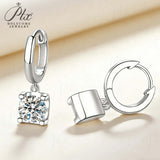 Hoop Bullhead Moissanite Earrings with 1-2CT D Color Round Moissanite S925 Silver Plated for Fishion Party Gift Hypoallergenic