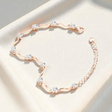 Moissanite Curve Wave Bracelet Adjustable Chain Chic Women’s Jewelry Subtle Sparkle Minimal Design Everyday Wear
