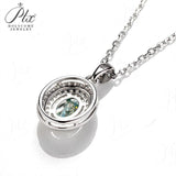 1CT Oval Shape Fancy Vivid Blue Moissanite Double Halo Pendant Necklace