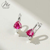 Chubby Triangle Colored Gemstone Earrings with 1.6-2CT Ruby Sapphire Colombia for Women's Gentle Fashionable Jewerly Ear Studs