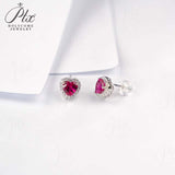 Lab Grown Gemstone Earrings Round/Heart/Heart/Pear Cuts Ruby/Sapphire 925 Silver Hypoallergenic Factory Direct Sales