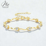 Moissanite Curve Wave Bracelet Adjustable Chain Chic Women’s Jewelry Subtle Sparkle Minimal Design Everyday Wear