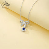 Lab-Grown Ruby and Sapphire Necklace 925 Sterling Silver Vibrant Cushion-Cut Pendant Stackable Exquisite Jewelry for Women