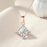 Princess Cut Classic Necklace 1/2/3CT D Color Moissanite S925 Plated White Yellow Rose Gold Chain for Engagement Chrisrmas Charm