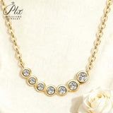 Seven-Round Bezel-Set Necklace with D Color Round Moissanite S925 Plated White Yellow Rose Gold Chain Engagement Chrisrmas Daily