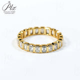 Moissanite Ring Full Eternity Engagement Ring Emerald Cut 18K 14K Gold Silver Band Wedding Band jewelry for Women Bezel Set