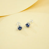 Round Colored Gemstones Earrings with Ruby Sapphire Colombia Padparadscha Paraiba S925 Four-claw Six-claw Design Fishion Gift