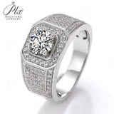 S925 Round Moissanite Half-Eternity Halo Ring for Men Gifts For Festivals And Anniversaries