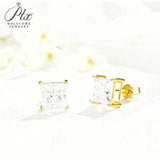 Earrings 1/3/6CT D Color Asscher Cut Moissanite 10k 14k 18k 925 Silver Plated Gold Ear Stud for Woman Engagement Daily Jewely