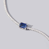 White Gold Emerald Cut Bracelet with Lab Grown Emerald Ruby Sapphire Cultured Gemstone Tennis Bracelet Fine Jewelry Gift