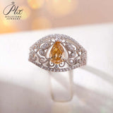 Vintage Pear Cut Champagne Moissanite Ring Women Only Gifts For Festivals And Anniversaries