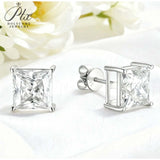 Earrings 1/3/6CT D Color Asscher Cut Moissanite 10k 14k 18k 925 Silver Plated Gold Ear Stud for Woman Engagement Daily Jewely