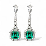Lab Grown Gemstone Asscher Cut Earrings 10k 14k 18k  Ruby Sapphire  Columbia Emerald VVS1 Clarity Moissanite Diamonds