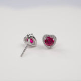Lab Grown Gemstone Earrings Round/Heart/Heart/Pear Cuts Ruby/Sapphire 925 Silver Hypoallergenic Factory Direct Sales